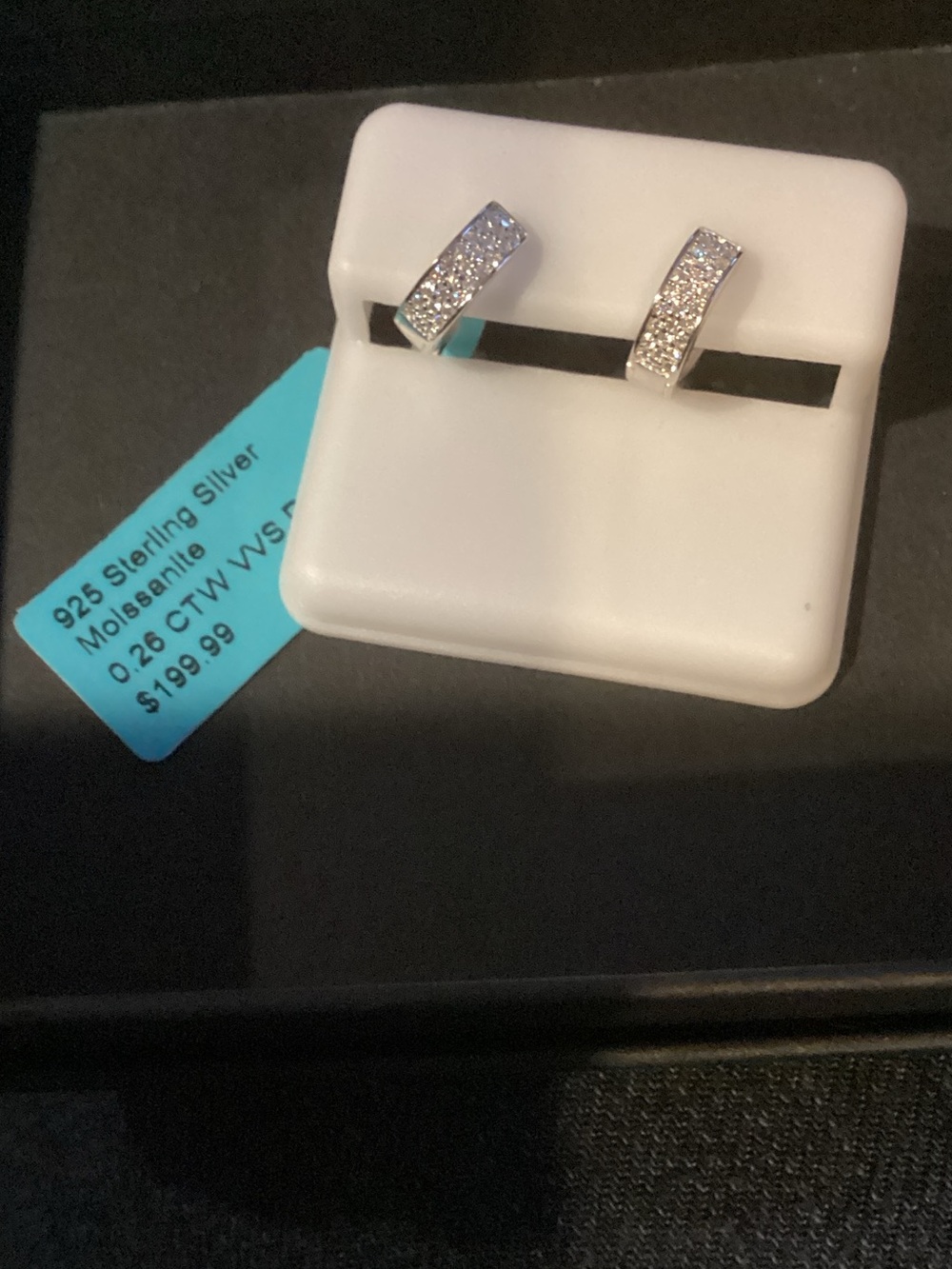 Sterling Silver Pavé Hoop Earrings with Moissonite accents